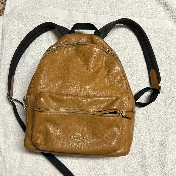 COACH Charlie Pebbled Leather Medium Backpack - Picture 1 of 6